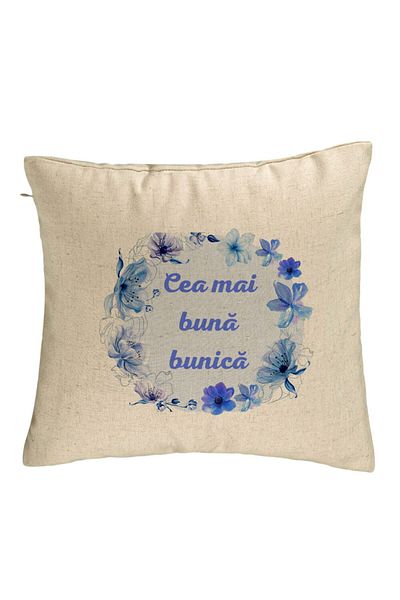 BEKZ Perna Decorativa pentru Bunica 15, 40x40 cm, Bej, Husa Detasabila, Burduf