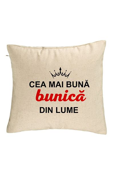 BEKZ Perna Decorativa pentru Bunica 9, 40x40 cm, Bej, Husa Detasabila, Burduf