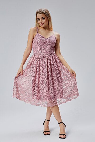 HELVEYS فستان نسائي قصير بفتحة رقبة على شكل حرف V وسحاب خلفي وحزام كتف قابل ل...