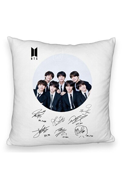 BEKZ Perna Decorativa Fluffy BTS Army in Costum cu Semnaturi, 40x40 cm, Husa ...
