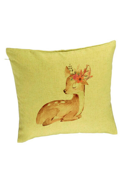 BEKZ Perna Decorativa, Model Pui de Caprioara, 40x40 cm, Verde, Husa Detasabi...