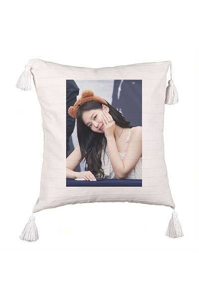 BEKZ BlackPink Jennie 3 Fringed Pillowcase, 45×45 cm, With zipper