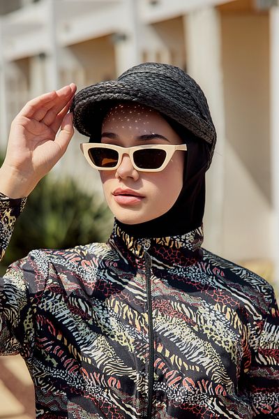 Remsa Mayo Visor Straw Hat with Fold Detail on the Front Sunscreen Visor Rş-2113 Black01