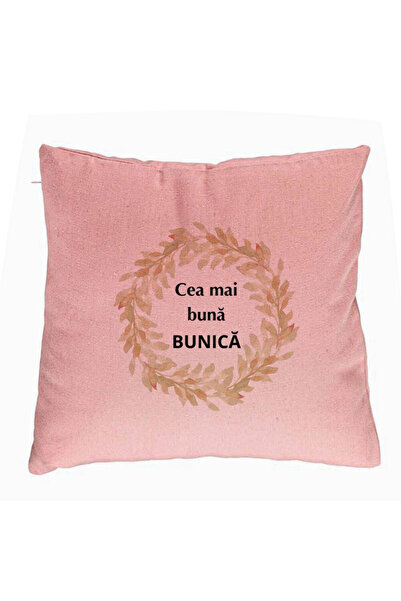 BEKZ Perna Decorativa pentru Bunica 4, 40x40 cm, Roz, Husa Detasabila, Burduf