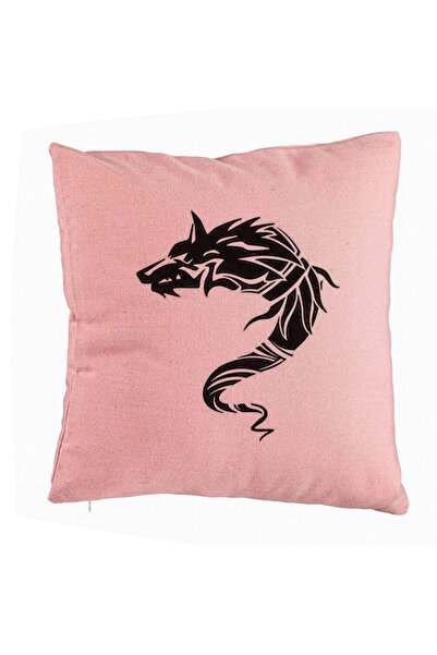 BEKZ Perna Decorativa, Model Lup Dacic, 40x40 cm, Roz, Husa Detasabila, Burduf