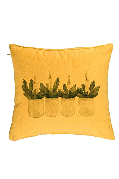 BEKZ Perna Decorativa cu tematica de Craciun, Lumanari 2, 40x40 cm, Galben, H...