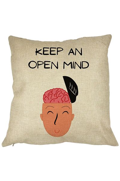 BEKZ Perna Decorativa, Keep an Open Mind, 40x40 cm, Husa Detasabila, Burduf