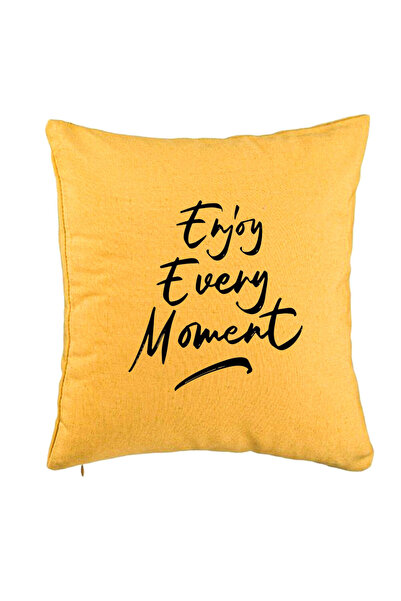 BEKZ Fata De Perna, Model Enjoy Every Moment, 40x40 Cm, Galben, Husa Detasabila