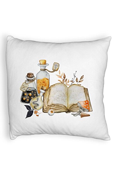 BEKZ Față de pernă pufoasă cu motiv de Halloween 11, 40x40 cm, albă