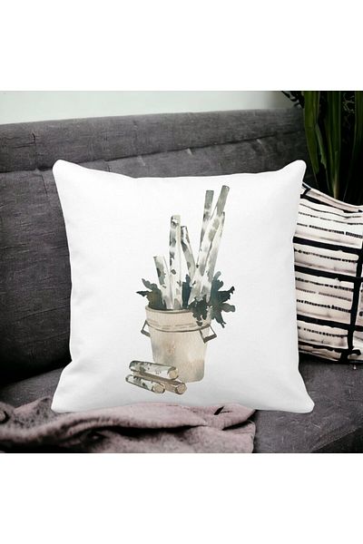 BEKZ Christmas Themed Decorative Pillow, 9, 40x40 cm, White, Matte, Removable Cover, Bellows