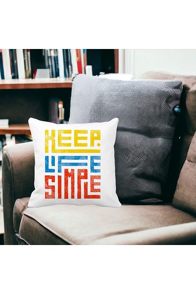 BEKZ Pillowcase, Keep Life Simple, 40x40 Cm, White, Matte