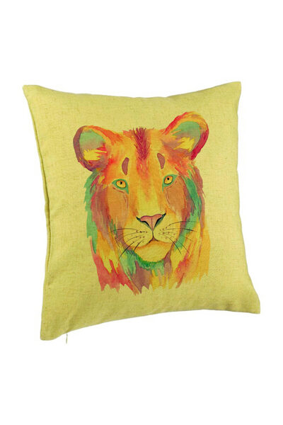 BEKZ Perna Decorativa, Model Colorful Lion, 40x40 cm, Verde, Husa Detasabila,...