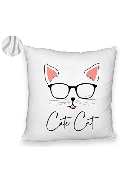 BEKZ Față de pernă pufoasă, model drăguț cu pisici, 40x40 cm, albă