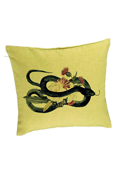 BEKZ Față de pernă cu motiv de șarpe și flori de Halloween, 40x40 cm, verde