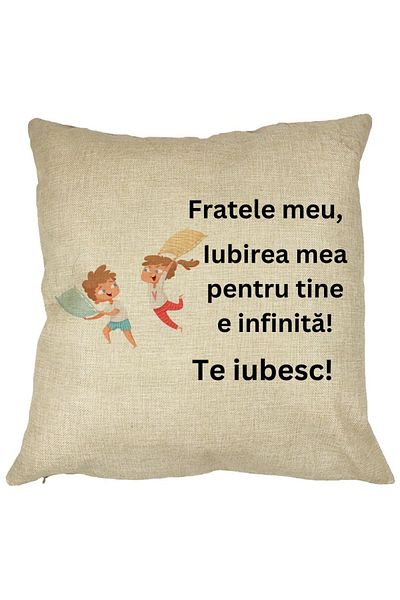 BEKZ Perna Decorativa Fratele meu 6, 40x40 cm, Husa Detasabila, Burduf