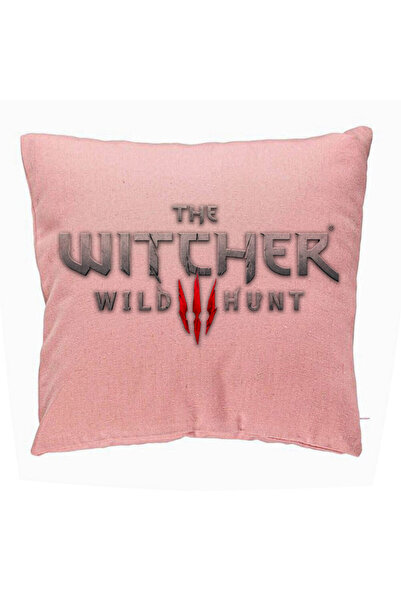 BEKZ Perna Decorativa cu The Withcher Text, 40x40 cm, Roz, Husa Detasabila, B...