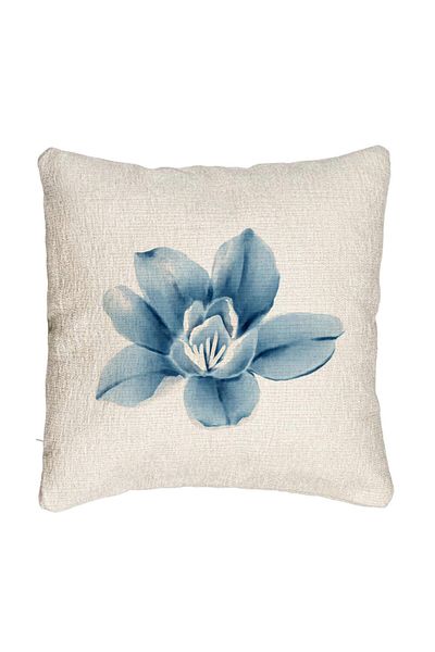 BEKZ Perna Decorativa Canapea, Model Florale Blue Flower, 40x40 cm, Cu fermoar