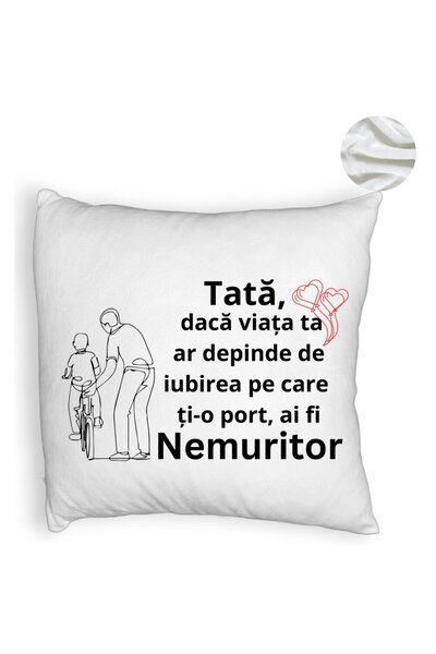 BEKZ Perna Decorativa Fluffy, Model pentru Tata 9, 40x40 cm, Alba, Husa Detasabila, Burduf