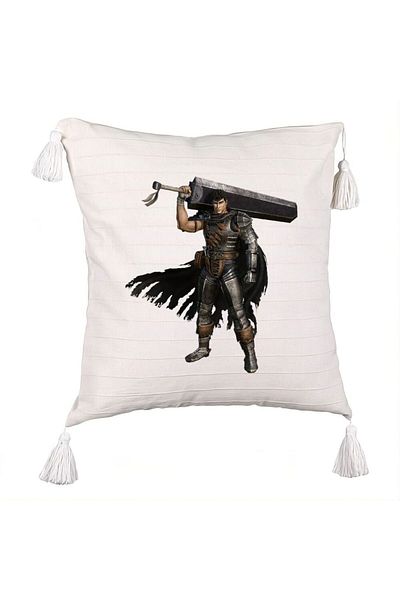 BEKZ Berserk 2 Fringed Pillowcase, 45x45 cm, Ecru, With zipper