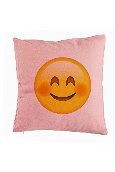 BEKZ Perna Decorativa, Model Emoji Rusinos, 40x40 cm, Roz, Husa Detasabila, B...