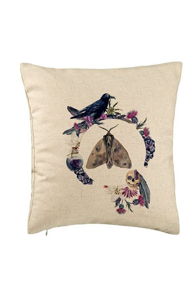 BEKZ Perna Decorativa cu motiv de Halloween 8, 40x40 cm, Bej, Husa Detasabila, Burduf