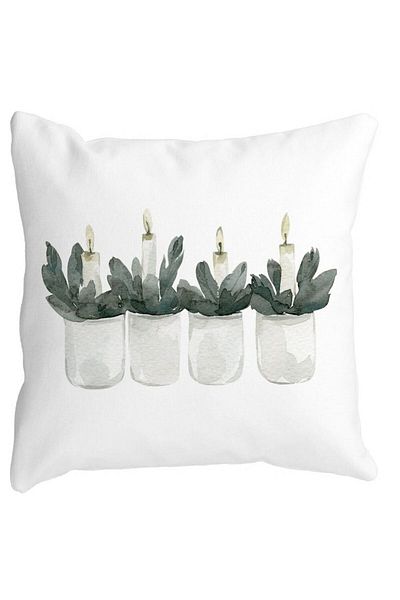 BEKZ Christmas Themed Pillowcase, Candles 2, 40x40 Cm, White, Matte