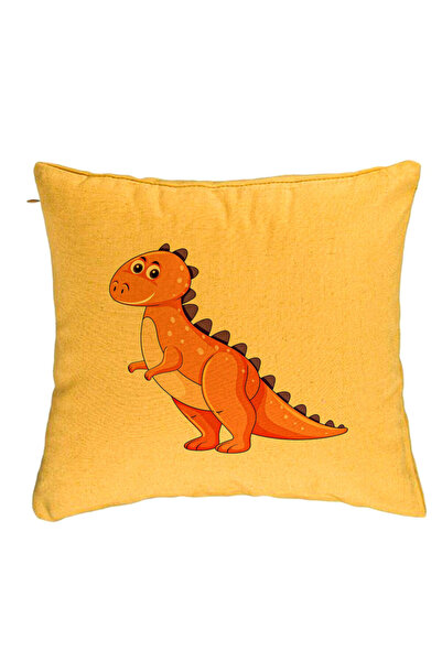 BEKZ Perna Decorativa, Model copii Dinozaur Portocaliu, 40x40 cm, Galben, Hus...