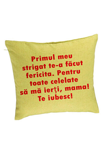 BEKZ Față de pernă, model Mama I Love You 2, 40x40 cm, verde