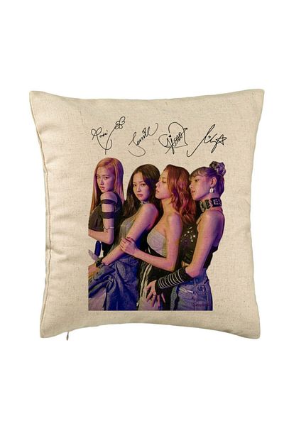 BEKZ Față de pernă Blackpink cu semnături, model 3, 40x40 cm, bej