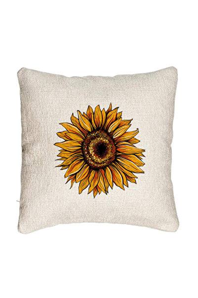 BEKZ Fata de perna Canapea, Model Florea Soarelui, 40x40 cm, Cu fermoar