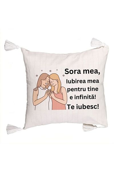 BEKZ Fringed Pillowcase My Sister 13, 45x45 cm, With zipper