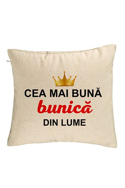 BEKZ Perna Decorativa pentru Bunica 10, 40x40 cm, Bej, Husa Detasabila, Burduf