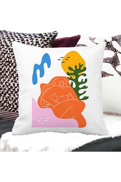 BEKZ Abstract Square Pillowcase 6.40x40 Cm, White, Matte