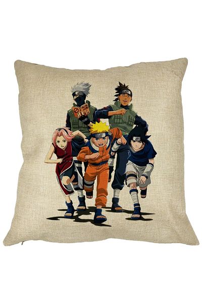 BEKZ Perna Decorativa cu Naruto team, 40x40 cm, Husa Detasabila, Burduf