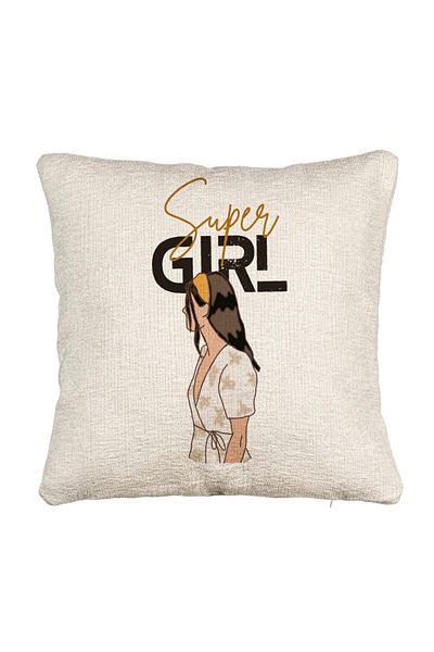 BEKZ Fata de perna Canapea, Model Super Girl, 40x40 cm, Cu fermoar