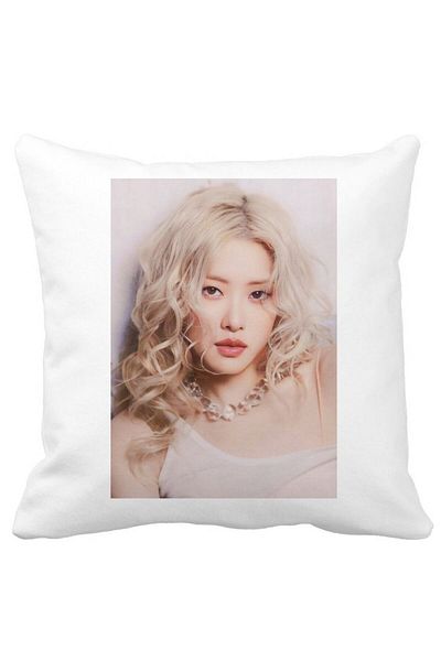 BEKZ BlackPink Rose 3 Decorative Pillow, 40×40 cm, White, Matte, Removable Cover, Bellows