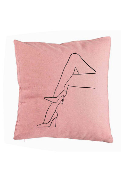 BEKZ Perna Decorativa, Model Abstracta Linii Picioare Femeie, 40x40 cm, Roz, ...