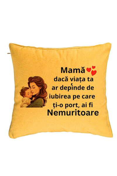 BEKZ Perna Decorativa, Model pentru Mama 8, 40x40 cm, Galben, Husa Detasabila...