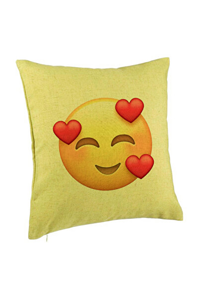 BEKZ Perna Decorativa, Model Emoji In Love, 40x40 cm, Verde, Husa Detasabila,...