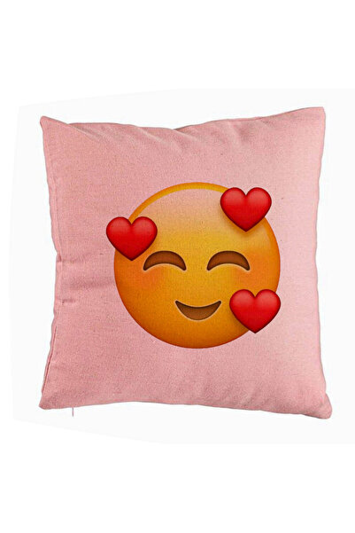 BEKZ Perna Decorativa, Model Emoji In Love, 40x40 cm, Roz, Husa Detasabila, B...
