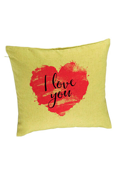 BEKZ Față de pernă, model Te iubesc, 40x40 cm, verde