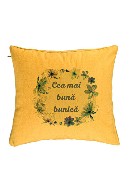 BEKZ Perna Decorativa pentru Bunica 15, 40x40 cm, Galben, Husa Detasabila, Bu...