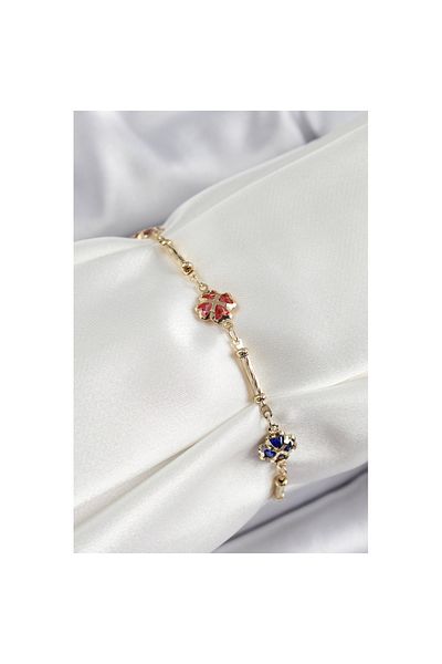 Skygo Brass Gold Color Mixed Color Clover Zircon Stone Women's Bracelet - Tj-Bb7056