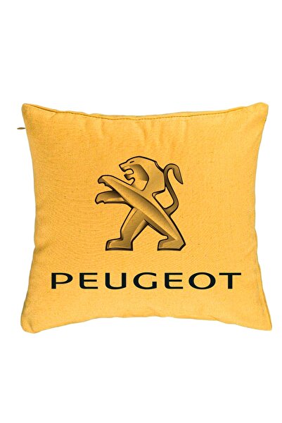 BEKZ Perna Decorativa, Peugeot, 40x40 cm, Galben, Husa Detasabila, Burduf