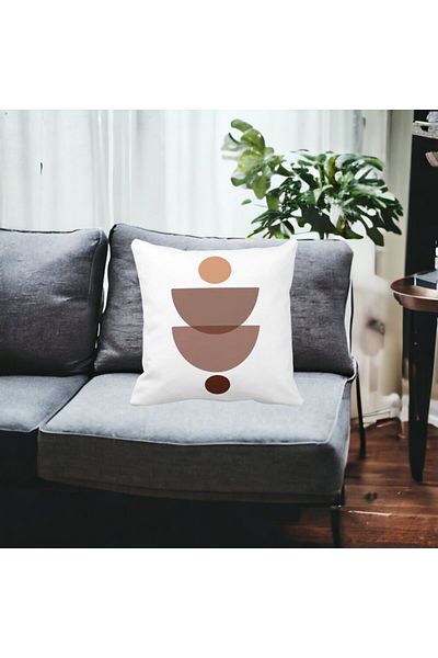 BEKZ Perna Decorativa cu Model Abstract Creativ 3,40x40 cm, Alba, Mata, Husa Detasabila, Burduf