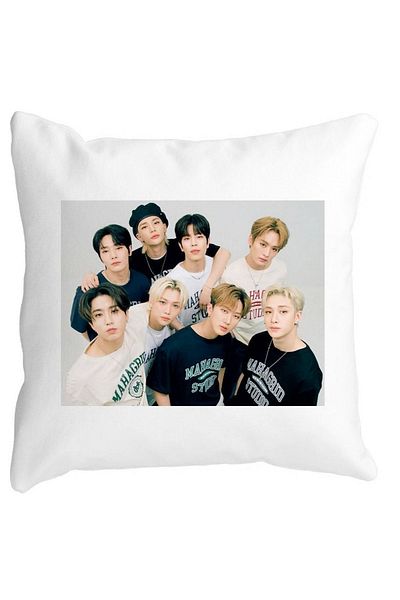 BEKZ Decorative Pillow, Stray Kids 5, 40×40 cm, White, Matte, Removable Cover, Bellows