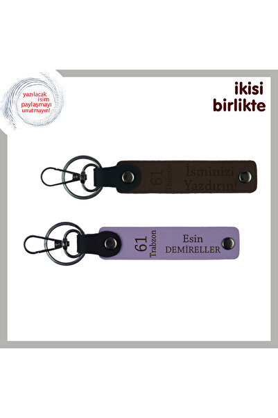 Miaju تذكار المدينة الأم للإرث، مجموعة من 2 سلسلة مفاتيح جلدية مكتوبة 61، بني...