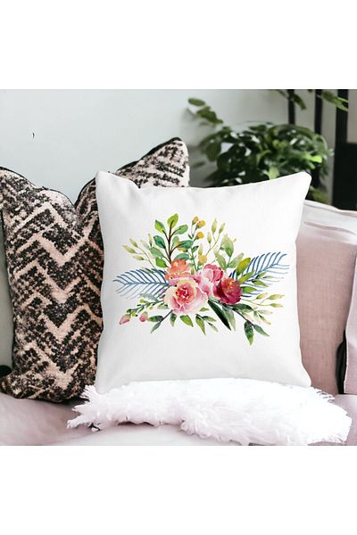 BEKZ Pillowcase, Summer Florals, 40x40 Cm, White, Matte