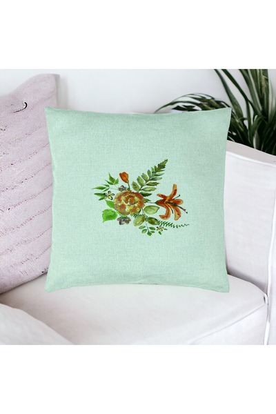 BEKZ Față de pernă, model floral, 40x40 cm, verde mentă