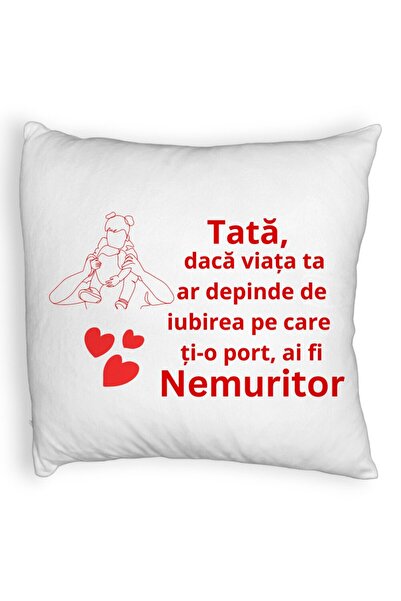 BEKZ Față de pernă pufoasă, model pentru Tata 2, 40x40 cm, albă